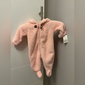 Carter's One-Piece Jumpsuit,  Girls Size 6 Mos, Pink Fleece with Teddy Bear Ears